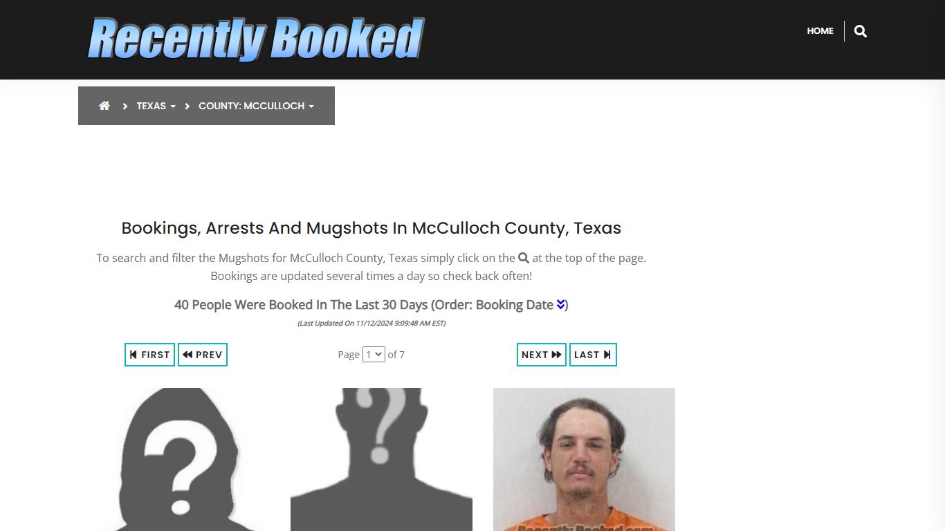 Bookings, Arrests and Mugshots in McCulloch County, Texas - Recently Booked