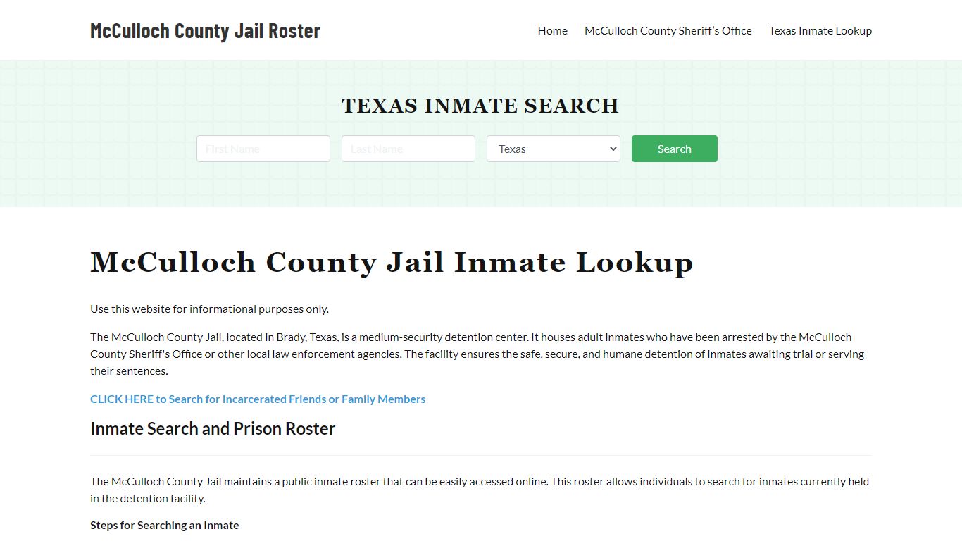 McCulloch County Jail Roster Lookup, TX, Inmate Search